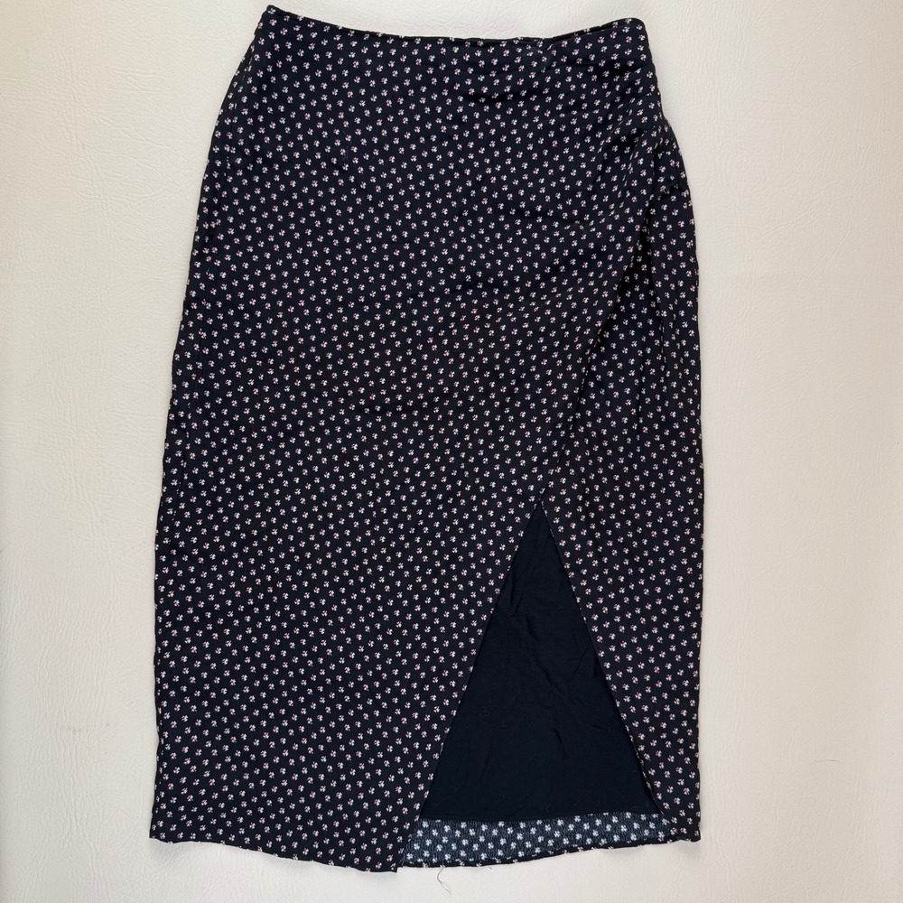 Abercrombie & Fitch Floral Wrap Midi Skirt Black Pink 100% Viscose Size S‎